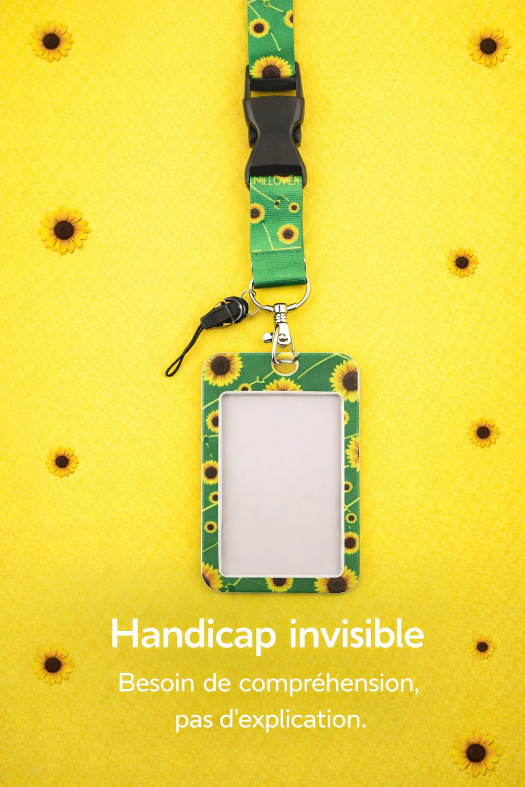 Tour de cou Tournesol – Badge Handicap Invisible
